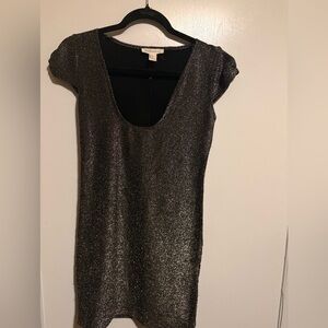Forever 21 Shimmery Gunmetal Scoop Neck Mini Dress